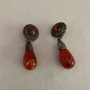 CORNELIAN TYPE ORANGE STONE EARRINGS